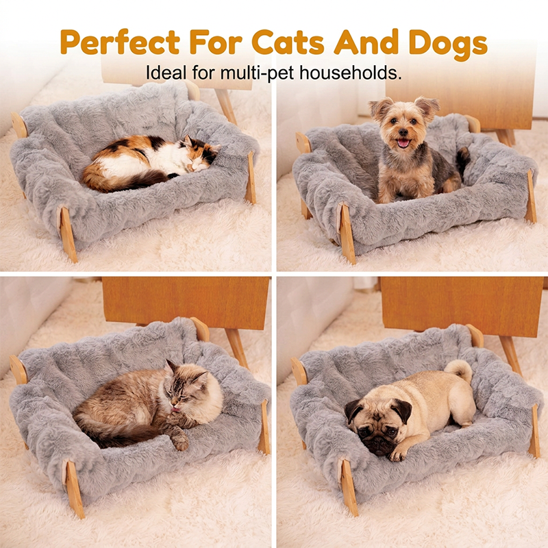 🛋️ LIMITED TIME 50% OFF! 🐾 Elevated Plush Pet Bed with Wooden Frame – Premium Comfort, Sturdy Natural Wood & Removable Washable Cover ✨