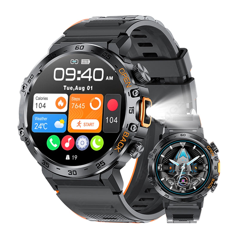 ⌚ 50% OFF NOW! 🏔️ Outdoor Smartwatch – Rugged, LED Flashlight & Bluetooth Calling – For Sports, Fitness & Adventure 🔦
