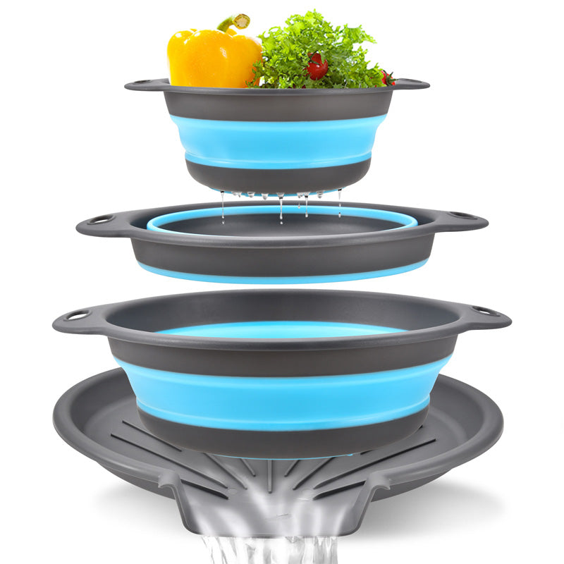 3-Piece Collapsible Colander Set with Draining Base