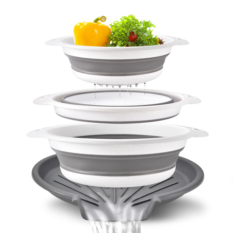 3-Piece Collapsible Colander Set with Draining Base