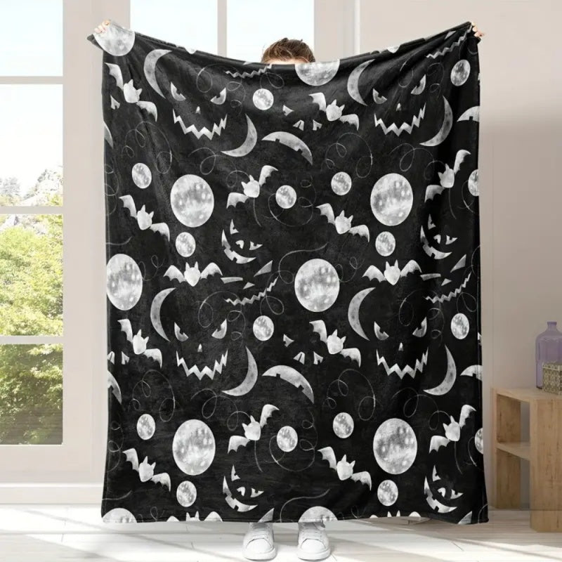 Halloween Ghost Print Cozy Throw Blanket