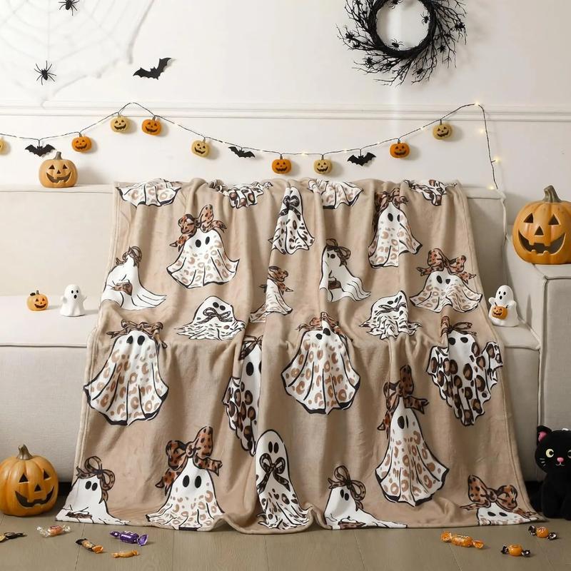 Halloween Ghost Print Cozy Throw Blanket