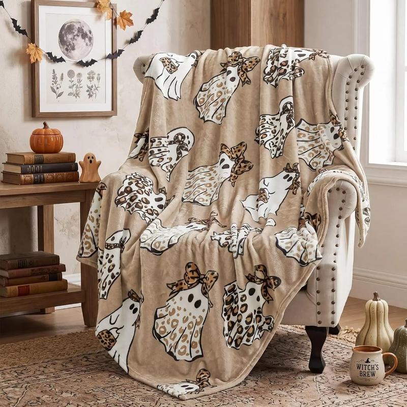 Halloween Ghost Print Cozy Throw Blanket