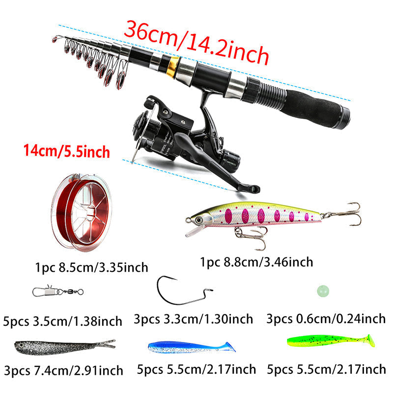 ⏳Time-Limited Special⏰Complete Travel Fishing Gear Set & Carrying Bag
