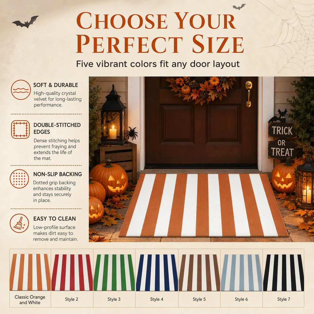 🚪Simple Striped Non‑Slip Door Mat ✨ Durable Striped Doormat for Home Entrance