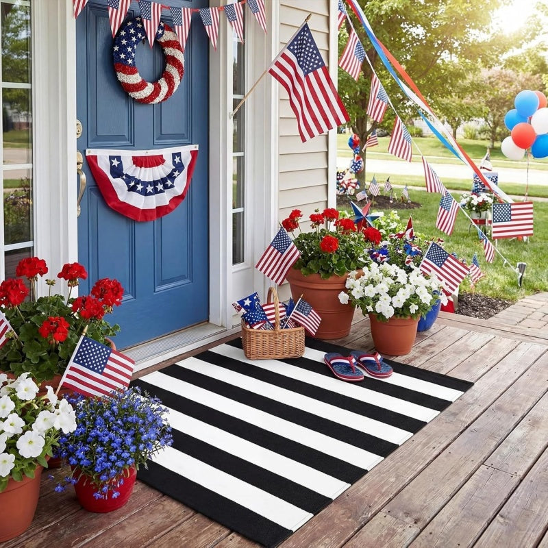 🚪Simple Striped Non‑Slip Door Mat ✨ Durable Striped Doormat for Home Entrance