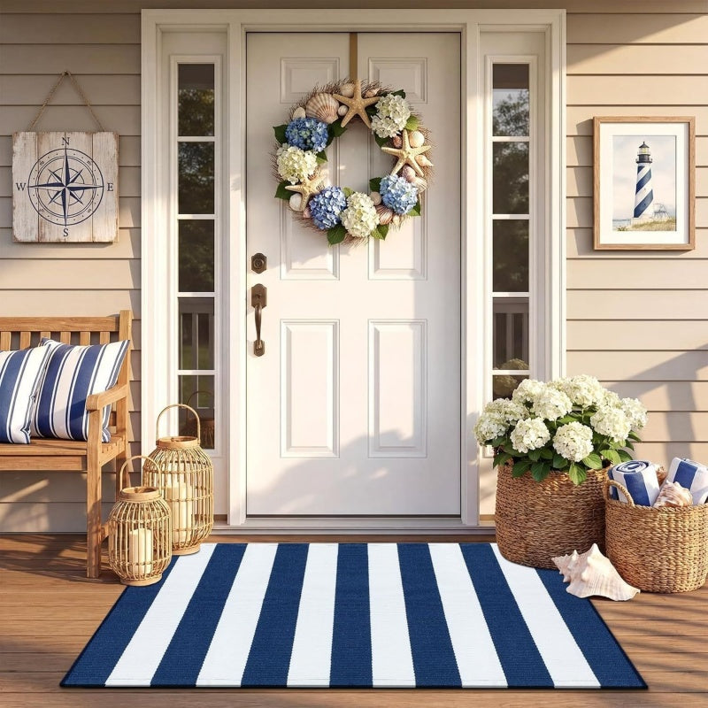 🚪Simple Striped Non‑Slip Door Mat ✨ Durable Striped Doormat for Home Entrance