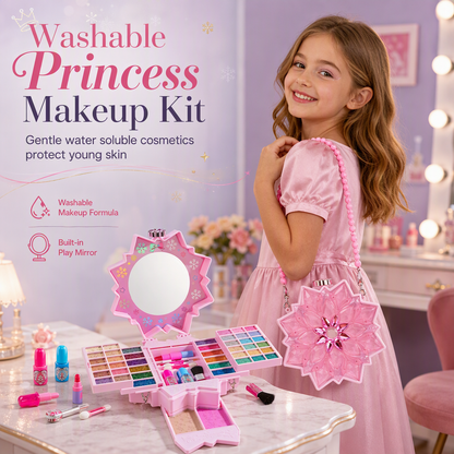 👑 Save 50%! ✨ Washable Princess Makeup Set – Non‑irritating, trays & portable case 🎀