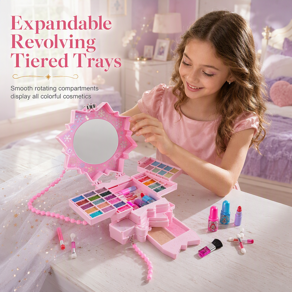 👑 Save 50%! ✨ Washable Princess Makeup Set – Non‑irritating, trays & portable case 🎀