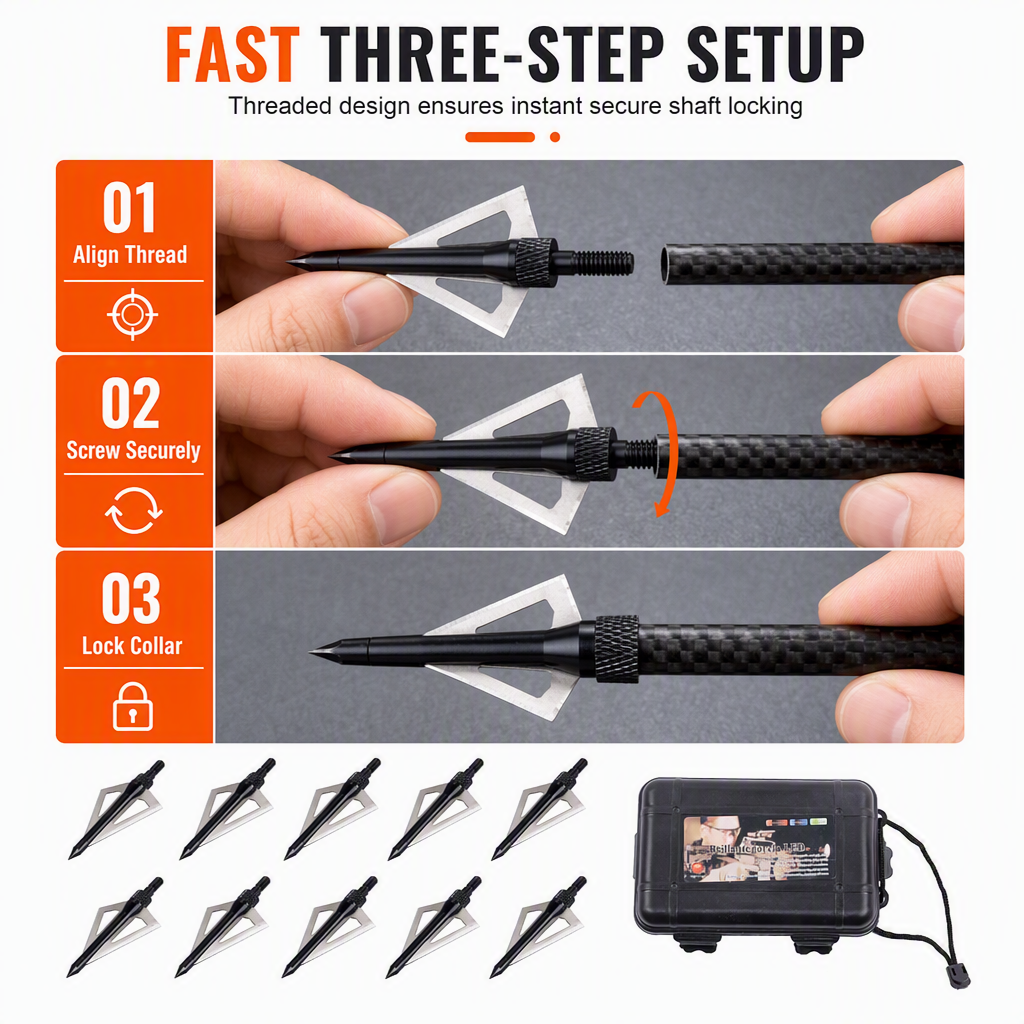 12 Piece Emerald Archery Arrows Set with Storage Box Universal for Recurve and Compound Bows