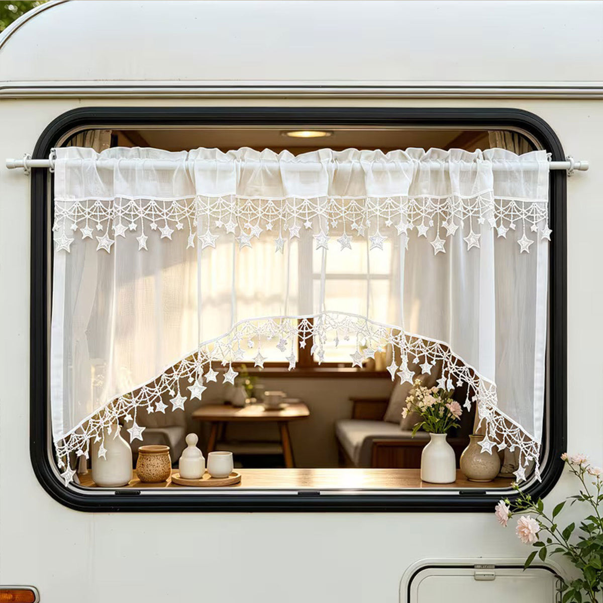 ⏳Limited-time 50% off💥Versatile Country Style Curtain with Star Lace Trim⭐️