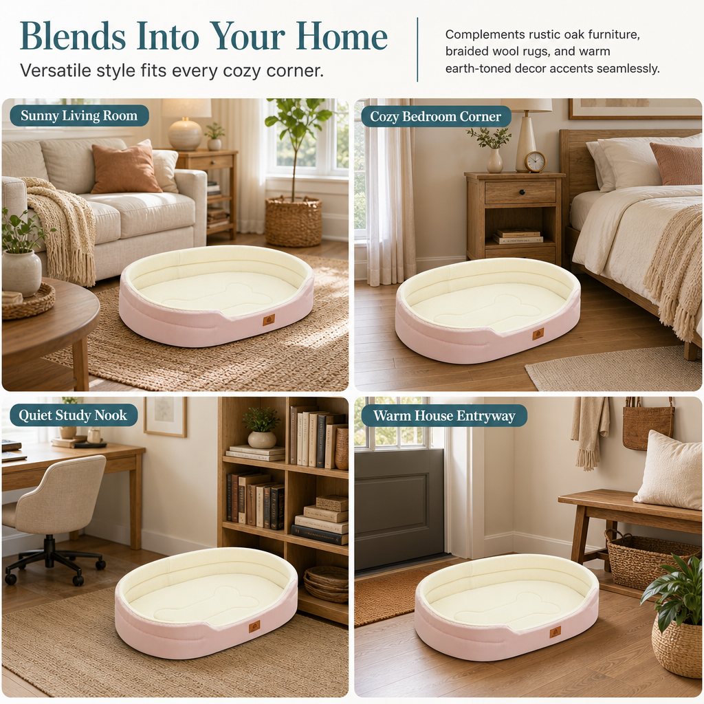 💤 Detachable Oval Pet Bed – Cozy, Moisture-Proof, Scratch Resistant ✨