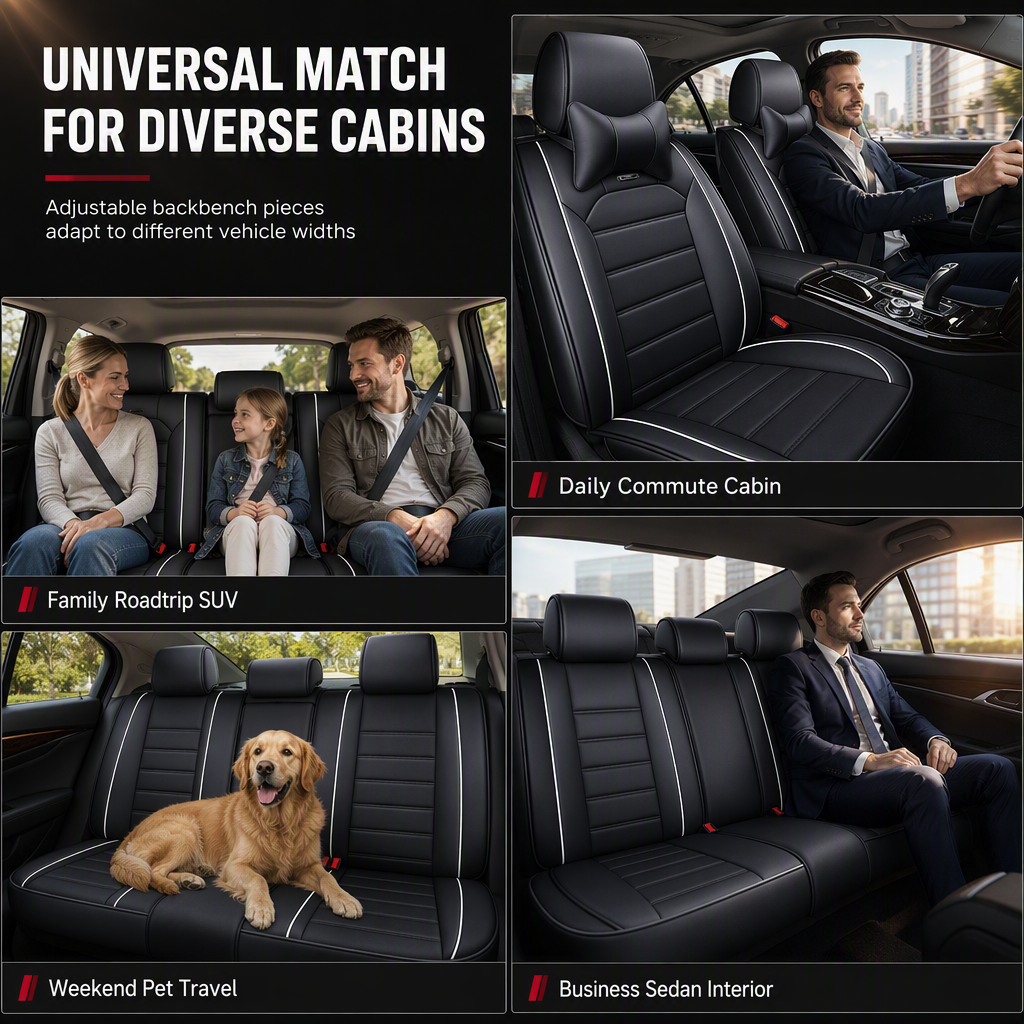 ⏳Time-Limited Special⏰Full-Coverage Leather Car Seat Covers – All-Season Protection, 5D Surround & Safety Split Seams – Universal Fit 🛡️