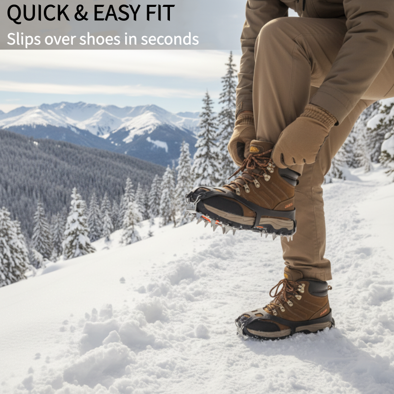 📢📢50% OFF !! ⏰18-Spike Ice Cleats – Slip-On Traction Grips for Snow & Ice