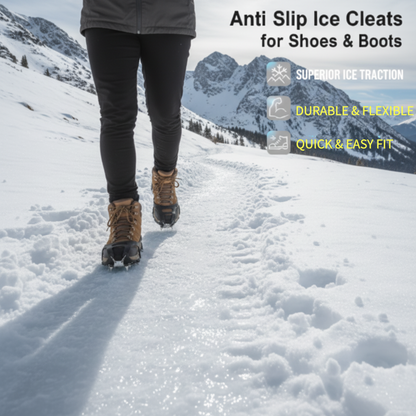 📢📢50% OFF !! ⏰18-Spike Ice Cleats – Slip-On Traction Grips for Snow & Ice