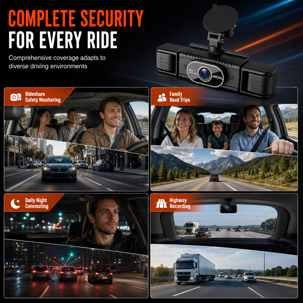 🎥 LIMITED-TIME 50% OFF ✨ Four-Lens Rotatable Dash Cam — Full Cabin Coverage ⚡