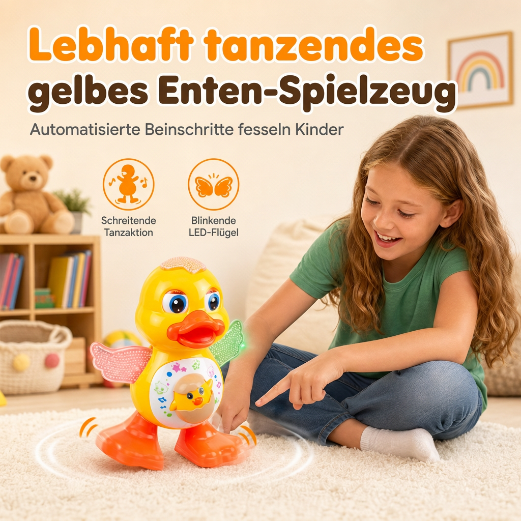 ⏳Time-Limited Special⏰Electric Singing and Dancing Cartoon Duck Toy | LED Light Effects, Waddling Motion🌈