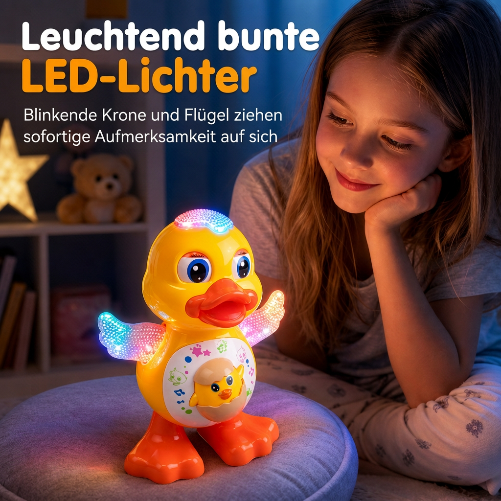 ⏳Time-Limited Special⏰Electric Singing and Dancing Cartoon Duck Toy | LED Light Effects, Waddling Motion🌈