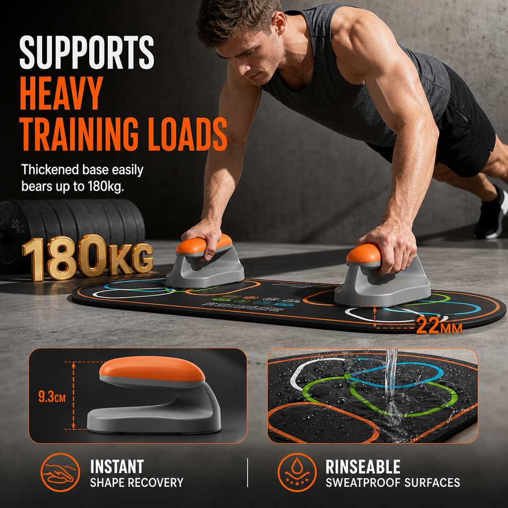 Ergonomic Multi Position Push Up Board and Plank Support Trainer for Home Fitness Workouts