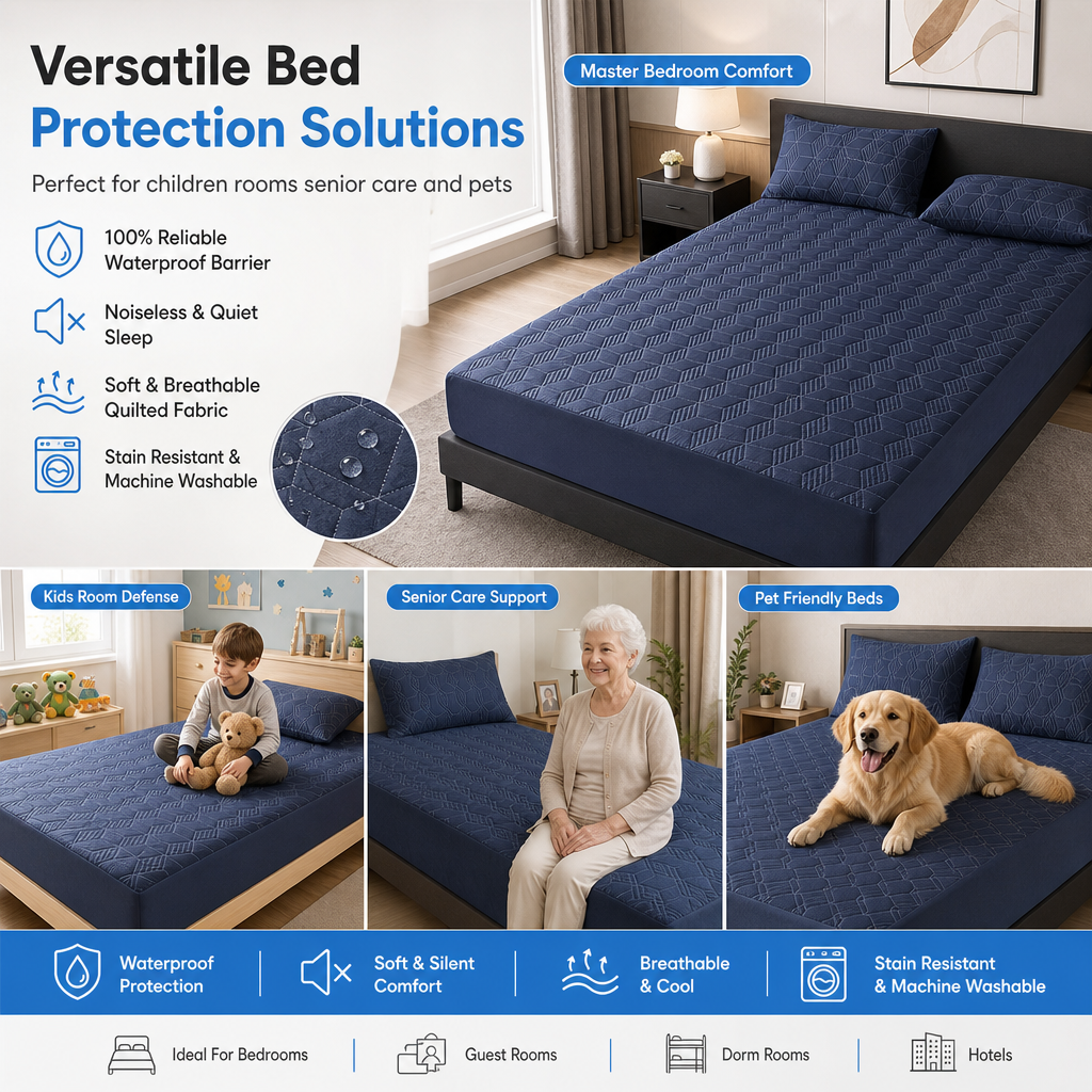 💥2026 Hot Sale🛏️Waterproof Fitted Sheet – Solid Color Machine Washable Mattress Protector Cover, Soft Breathable Bed Cover for Bedroom, Guest Room & Dorm ✨