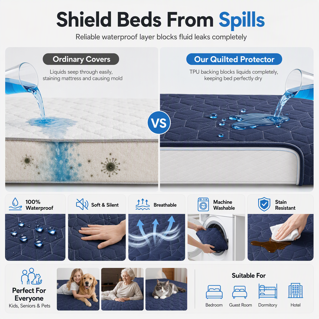 💥2026 Hot Sale🛏️Waterproof Fitted Sheet – Solid Color Machine Washable Mattress Protector Cover, Soft Breathable Bed Cover for Bedroom, Guest Room & Dorm ✨