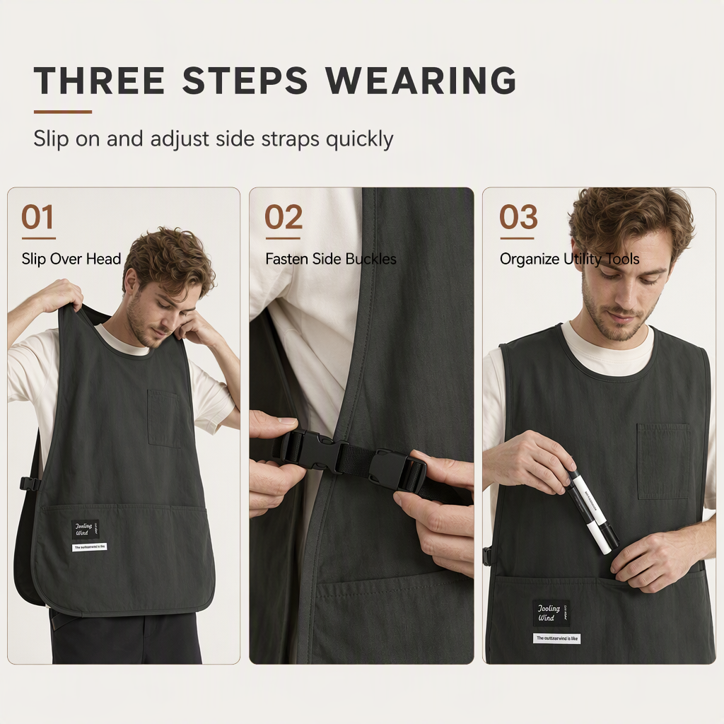 ⏳Limited-time 50% off💥Waterproof and Oilproof Kitchen Vest Apron Breathable Sleeveless Workwear for Catering and Food Service