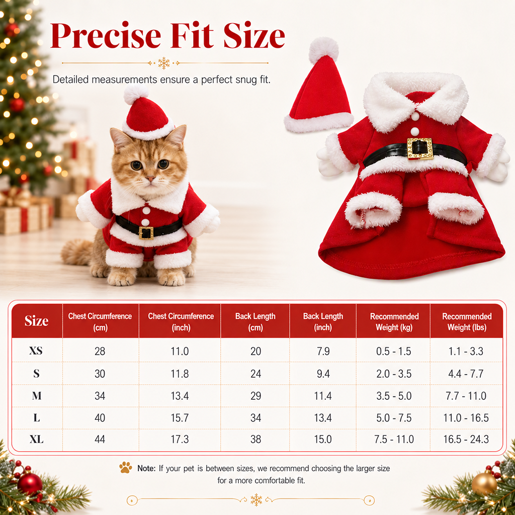 Christmas Pet Costume for Dogs and Cats Autumn Winter Holiday Outfits featuring Santa Claus Suits and Snowflake Capes