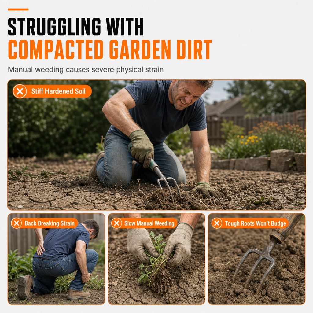 ⏳Time-Limited Special⏰ Cordless Handheld Mini Tiller Cultivator 21V Lithium Battery Powered Portable Garden Soil Loosener and Weeder for Home Yard
