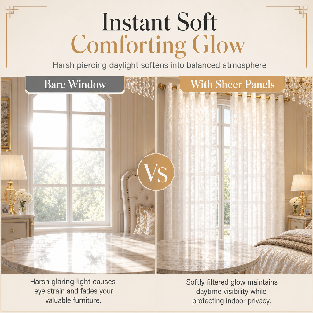 ⏳Time-Limited Special⏰Geometric Jacquard Sheer Curtain Panel for Living Room