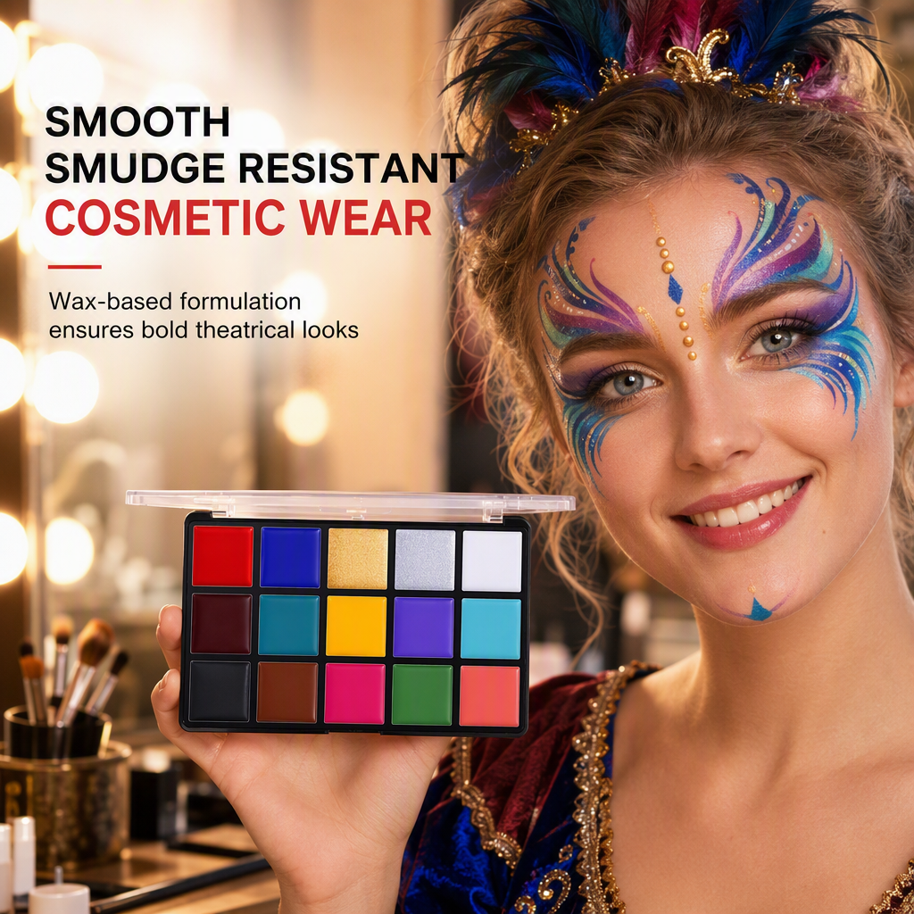 🎨 LIMITED-TIME 50% OFF! 🖌️ 15 Colors Oil Based Face and Body Paint Palette – Wax Based, Vibrant Pigment, Non-Cracking ✨