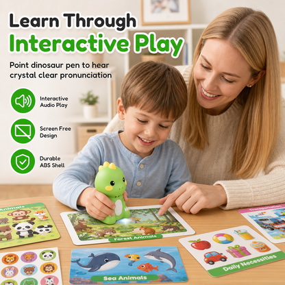Smart Kids English Reading Pen with Dinosaur Cards Early Educational Learning Device Set