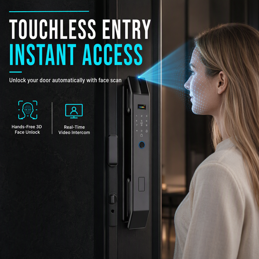 ⏳Limited-time 50% off⏰Smart Fingerprint Door Lock with Palmprint and Face Recognition Built-In and Remote Management Keyless Entry Password Lock for Home Security🏠🛡️