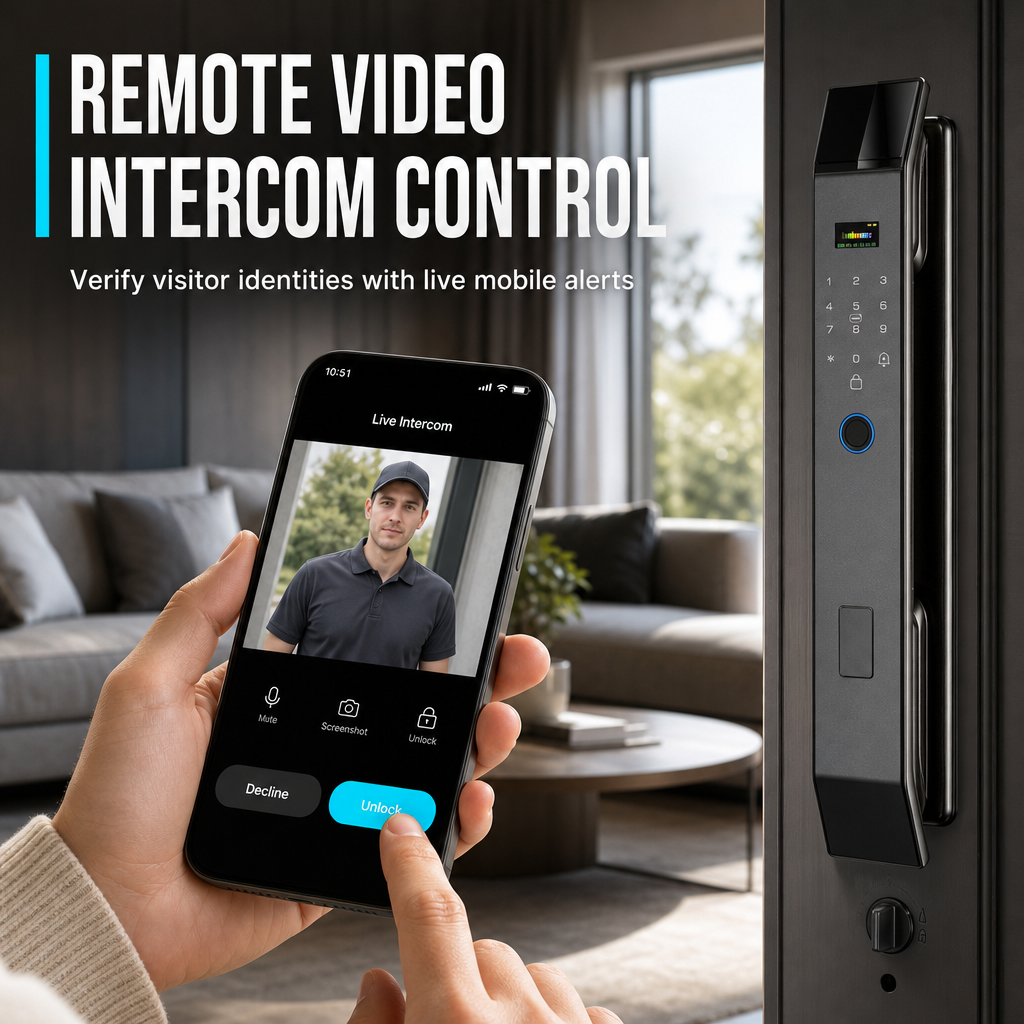 ⏳Limited-time 50% off⏰Smart Fingerprint Door Lock with Palmprint and Face Recognition Built-In and Remote Management Keyless Entry Password Lock for Home Security🏠🛡️