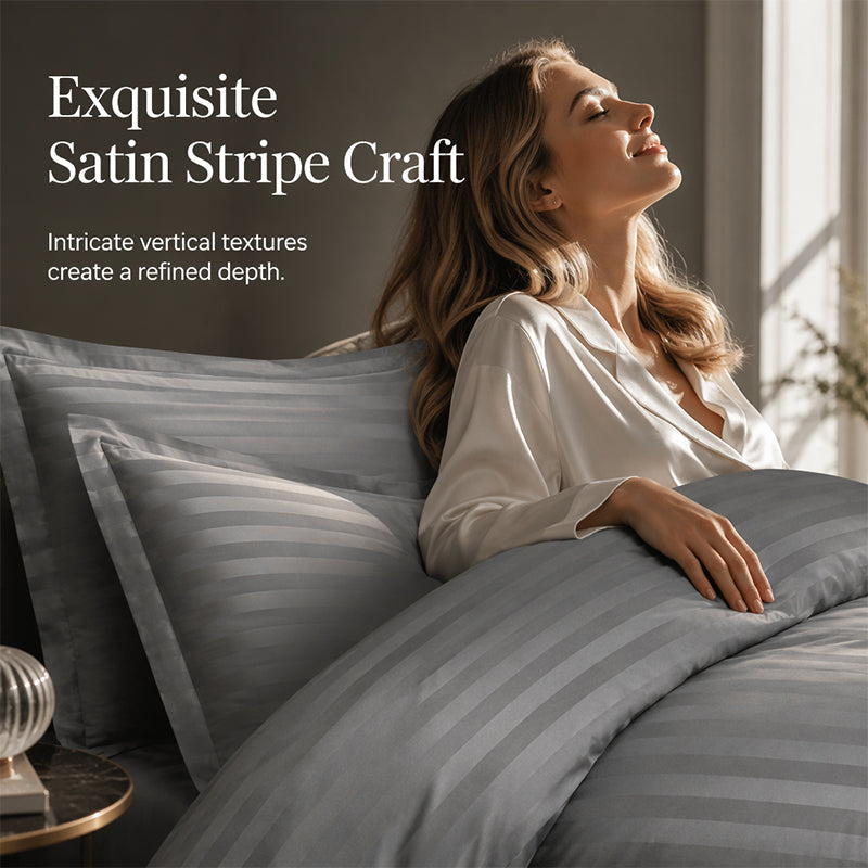 🛏️ Premium Satin Stripe Bedding Set