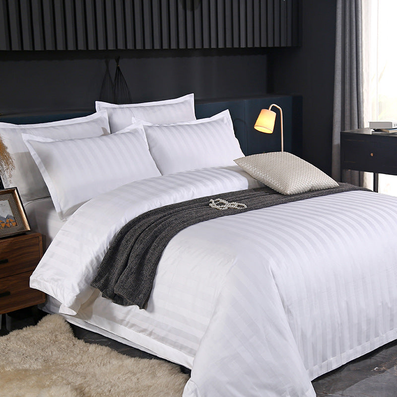 🛏️ LIMITED-TIME 50% OFF! ✨ Hotel Style Satin Stripe Bedding Set – 120g Fabric, Internal Ties, 7 Colors ✨