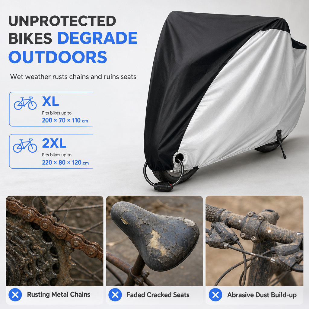 📢📢50% OFF !! ⏰Waterproof Bike Cover for 1–2 Bikes – Windproof Outdoor Protection 🚲