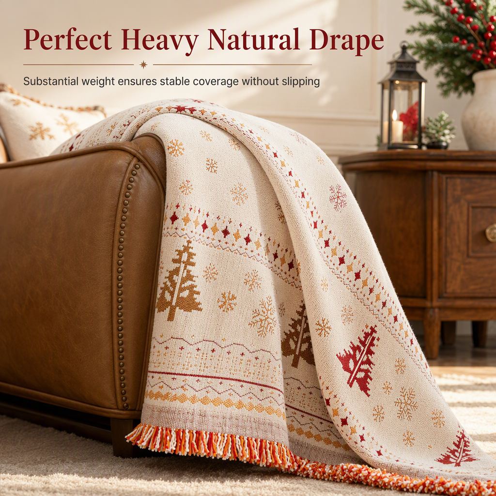 ⏳Time-Limited Special⏰🐱🛋️🎄 Thickened Christmas Chenille Sofa Cover – Full Coverage Cat Scratch & Stain Resistant Couch Slipcover ✨
