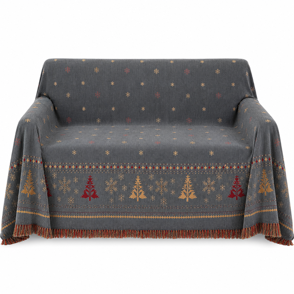 ⏳Time-Limited Special⏰🐱🛋️🎄 Thickened Christmas Chenille Sofa Cover – Full Coverage Cat Scratch & Stain Resistant Couch Slipcover ✨