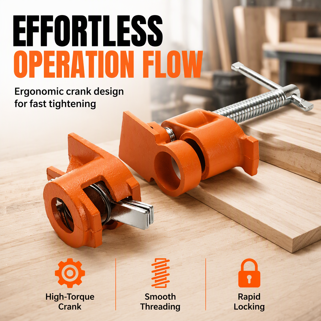 Heavy Duty Woodworking Pipe Clamp Fixture for 1/2 Inch and 3/4 Inch Pipes Steel Pipe Clamp Tool for Wood Gluing and Clamping