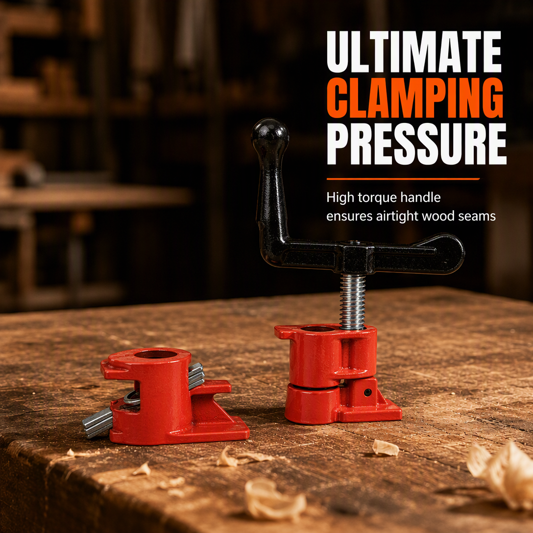 Heavy Duty Woodworking Pipe Clamp Fixture for 1/2 Inch and 3/4 Inch Pipes Steel Pipe Clamp Tool for Wood Gluing and Clamping