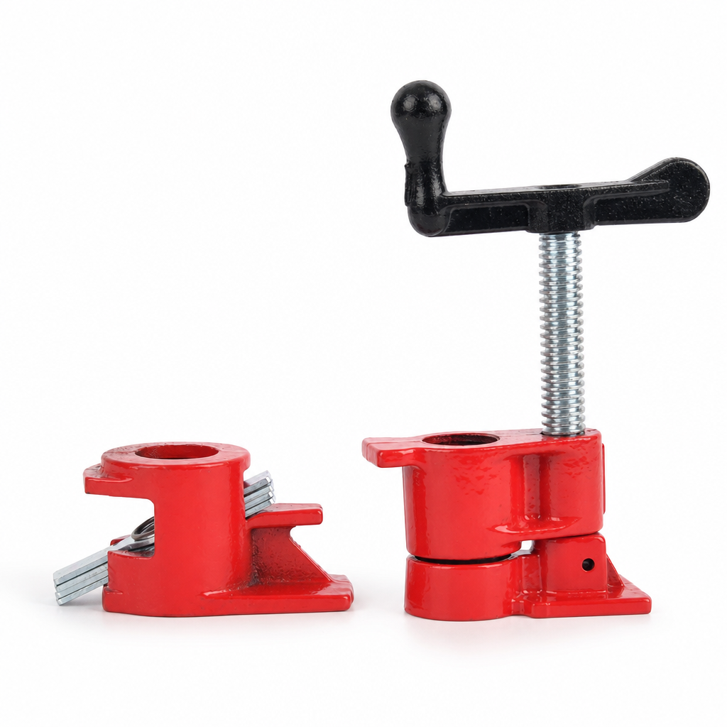 Heavy Duty Woodworking Pipe Clamp Fixture for 1/2 Inch and 3/4 Inch Pipes Steel Pipe Clamp Tool for Wood Gluing and Clamping