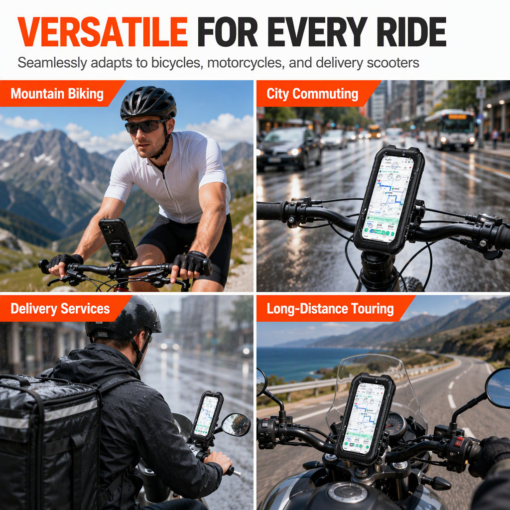 📢📢50% OFF !! ⏰Waterproof Motorcycle and Bicycle Phone Holder with Touch Screen and 360 Degree Rotation