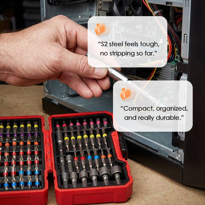 ⏳Time-Limited Special⏰83-Piece Screwdriver Bit Set – S2 Steel, Color-Coded Rings & Portable Case – For Electronics, Auto & Home Repair 💪