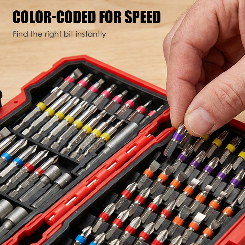 ⏳Time-Limited Special⏰83-Piece Screwdriver Bit Set – S2 Steel, Color-Coded Rings & Portable Case – For Electronics, Auto & Home Repair 💪