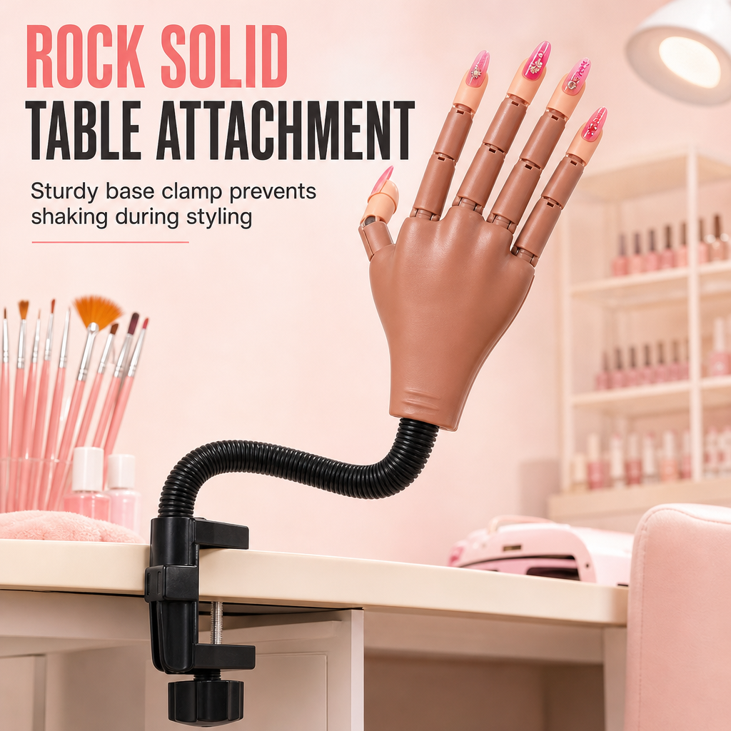 Professional 15 Piece Nail Art Practice Hand and Tool Kit for Training and Salon