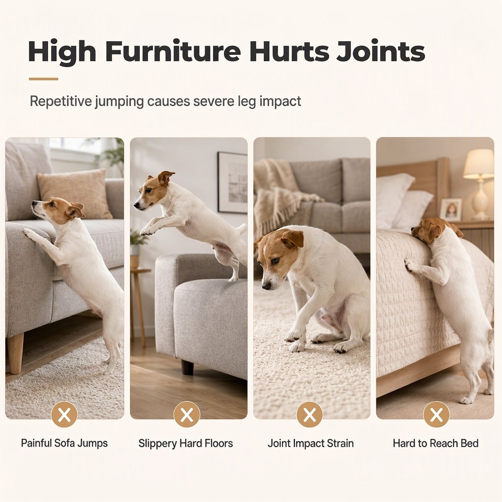 Foldable Pet Steps with Storage Non Slip Dog Stairs for Couch and High Bed