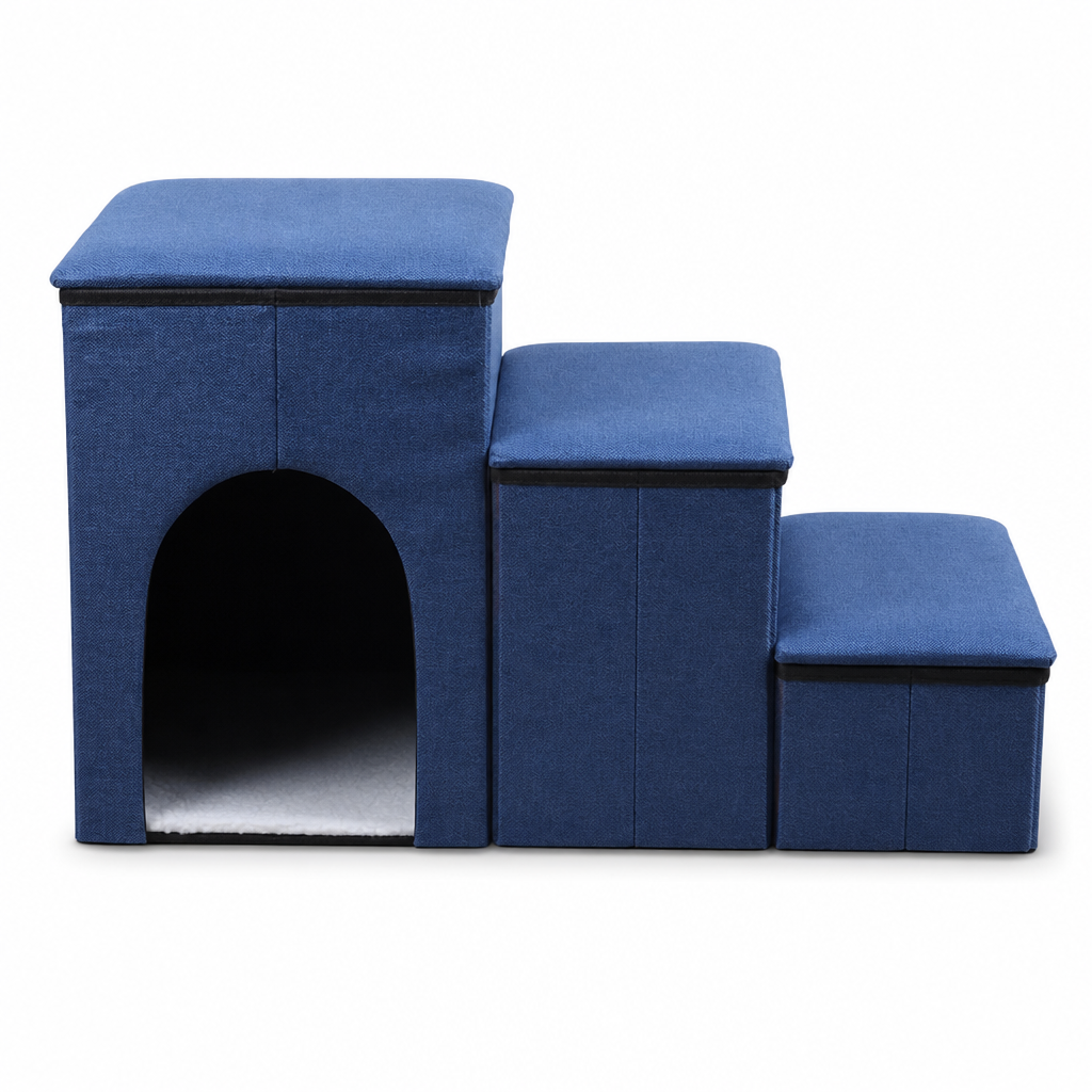 Foldable Pet Steps with Storage Non Slip Dog Stairs for Couch and High Bed