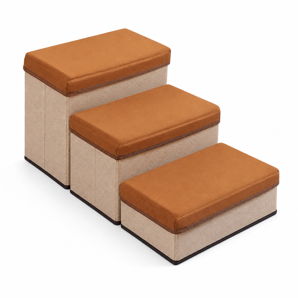 Foldable Pet Steps with Storage Non Slip Dog Stairs for Couch and High Bed