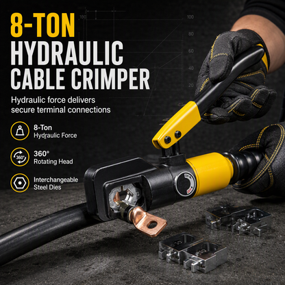 YQK-70 Manual Hydraulic Crimping Tool Set Electrician Cable Wire Crimper Pliers with Cutter for Copper and Aluminum Terminal Lugs in Storage Case