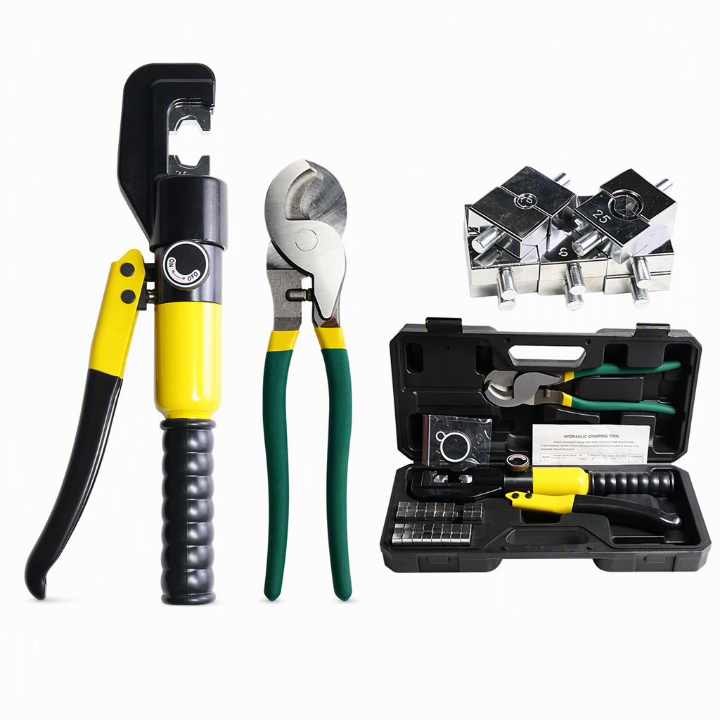 YQK-70 Manual Hydraulic Crimping Tool Set Electrician Cable Wire Crimper Pliers with Cutter for Copper and Aluminum Terminal Lugs in Storage Case